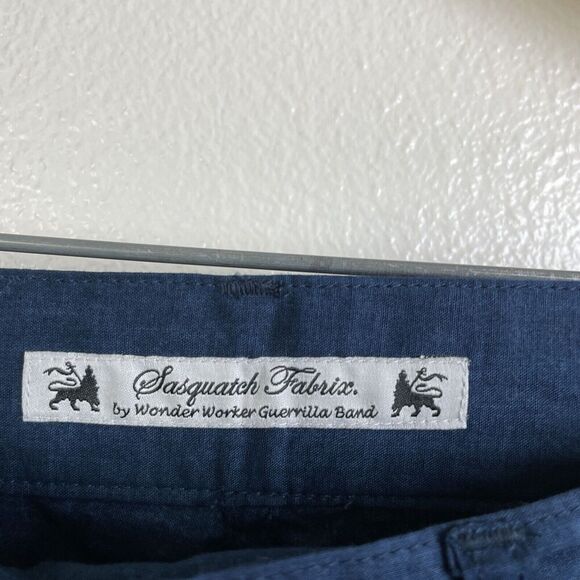 SasquatchFabrix Pants Large Womens Blue Snap Adjustable Wide Cotton Japanese - Picture 9 of 13